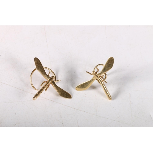 238 - Pair of 9ct gold damselfly napkin holders, 3cm,  5.3g. 