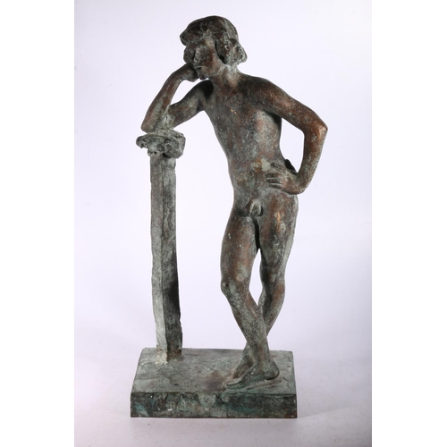 359 - VINCENT BUTLER (British, born 1933), RSA, boy leaning on pillar (model was artists son), bronze, eng... 