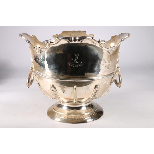 81 - Edwardian silver rose bowl, having a Monteith style shaped edge with moulded decoration, on socle ba... 