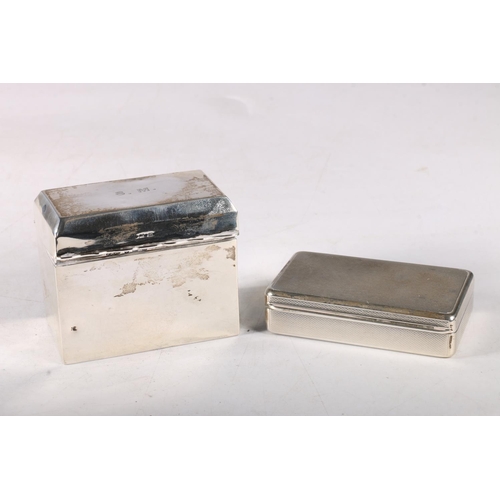 86 - Small silver snuff box, rectangular engine turned, hallmarked C J Vander Ltd, London 1959, also... 