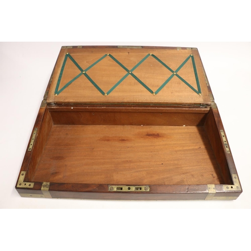 347 - Late Georgian mahogany and brass bound writing slope circa 1820-30 the campaign style travelling box... 