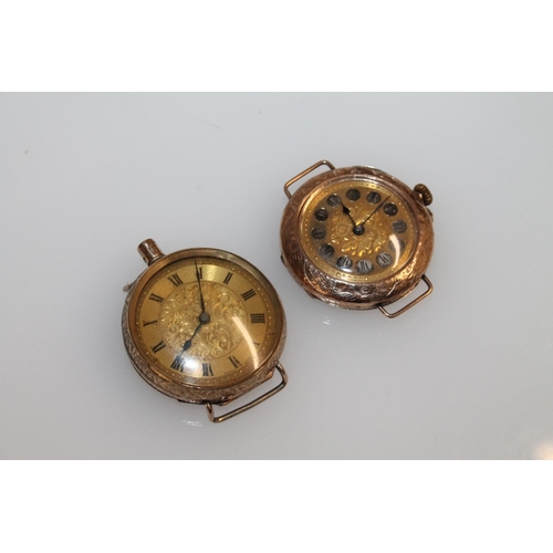 217 - Two 9ct gold cased wristwatches, one converted from a fob watch, 53.3g gross. (2)