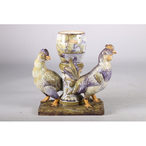 427 - Continental vase shouldered by two birds with signature to base, 19cm.