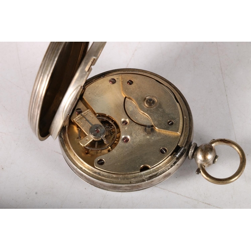 89 - C. 1900 open faced pocket watch enamel dial with decorative Rococo clock design and exposed pendulum... 