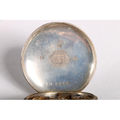 91 - Late 19th century Chinese open face pocket watch, the case back opening to reveal a finely jewelled ... 