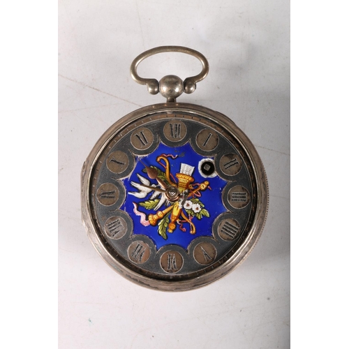 95 - Late 19th century open face pocket watch with polychrome enamel dial and roman numeral chaptering, i... 