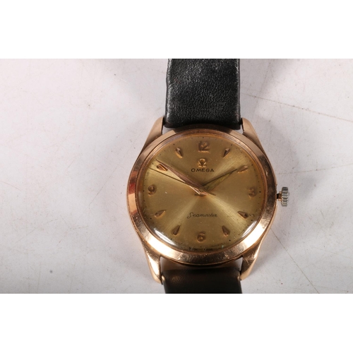 99 - Gents 14ct gold cased Omega Seamaster manual wind wristwatch, the Swiss 17 jewel Omega movement numb... 