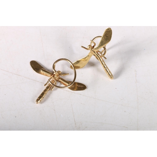 238 - Pair of 9ct gold damselfly napkin holders, 3cm,  5.3g. 