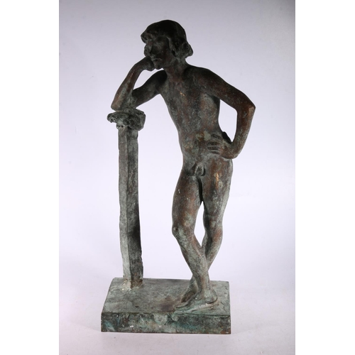 359 - VINCENT BUTLER (British, born 1933), RSA, boy leaning on pillar (model was artists son), bronze, eng... 