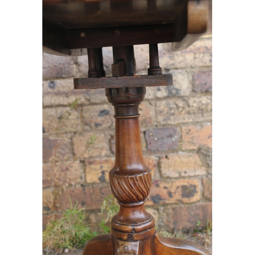 548 - 19th century mahogany birdcage snap-top tripod table, the circular top with piecrust edge above turn... 