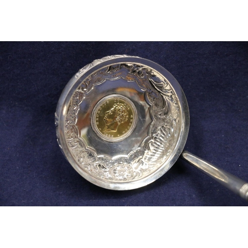 19 - George IV baleen and white metal toddy ladle with 1825 George IV bare head sovereign, 36cm, &nb... 