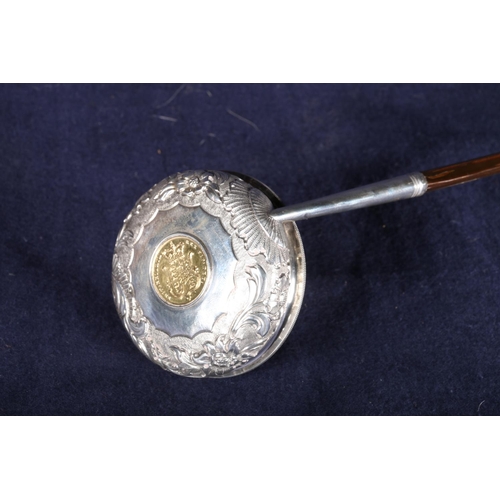 19 - George IV baleen and white metal toddy ladle with 1825 George IV bare head sovereign, 36cm, &nb... 