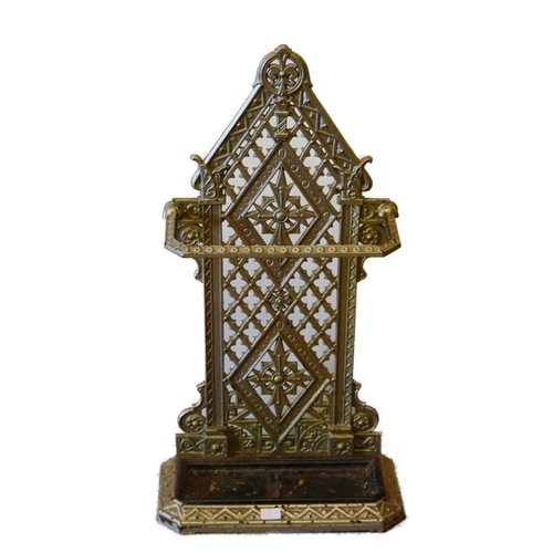 324 - Late Victorian Scottish painted cast iron Gothic-style stick stand by Carron Works Foundry, Falkirk ... 