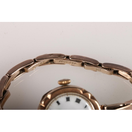 106 - 9ct gold cased ladies wrist watch on 9ct gold bracelet, 19.5g gross. 