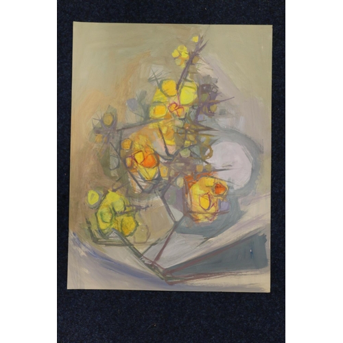 343 - IRENE M HALLIDAY (Scottish b1931) *ARR* Abstract of fruit Gouache on paper, unsigned, 73cm x 55cm, u... 