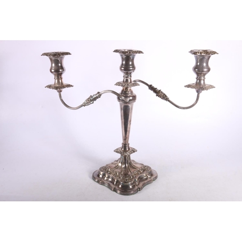 13 - Twin branch silver candleabrum, hallmarked Edward Viners, Sheffield 1955, 35cm.