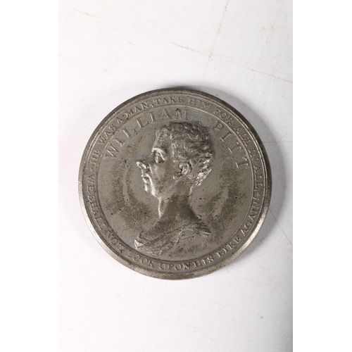 236 - Death of William Pitt Commemorative medallion, with bust of William Pitt to one side and a weeping B... 