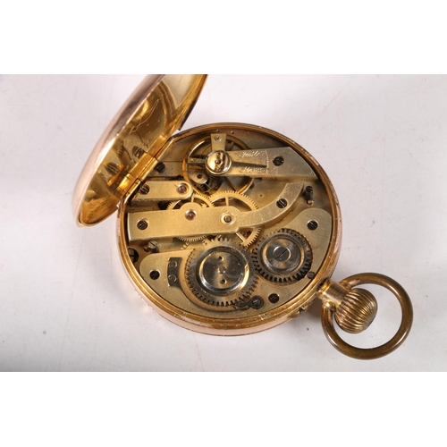 241 - 9ct gold cased open faced keyless pocket watch, 4.5diameter, 71g.