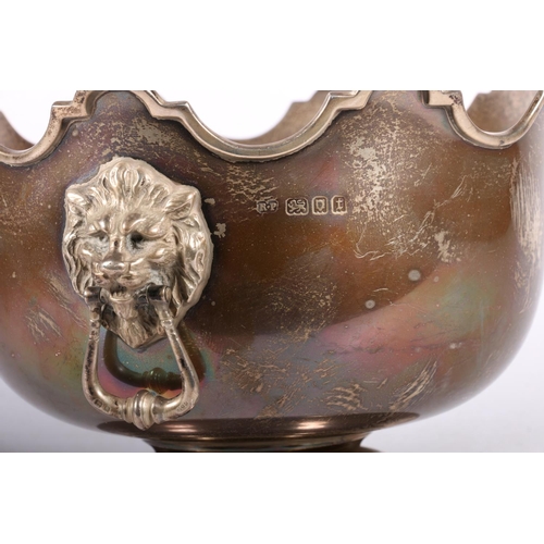 3 - Victorian silver Monteith bowl with lion mask handles by Robert Pringle & Sons, London 1874, 569... 