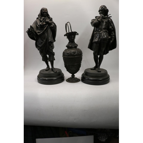 378 - Pair of spelter figures modelled as gentlemen in 18th century dress, each signed 'Johnson' to the ba... 