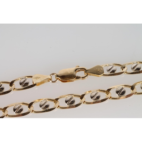 147 - Italian 18ct gold faceted curb link bracelet 10.9g.