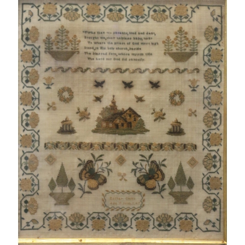 330 - 19th c. sampler by Esther Smith, Aged 11, dated June I 47, 40 x 31cm.