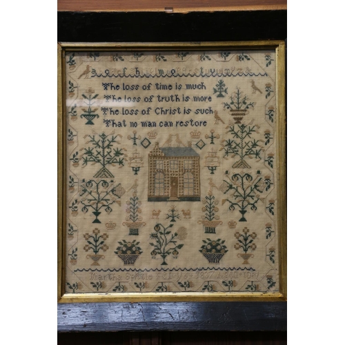 331 - 19th c. sampler by Martha Spittle, dated Feb 1837, Aged 10, 32 x 27cm.