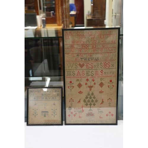 337 - 19th c. sampler by Mary Smart aged 8, dated 1818, 54 x 28cm, and another smaller by Ann Smart. 