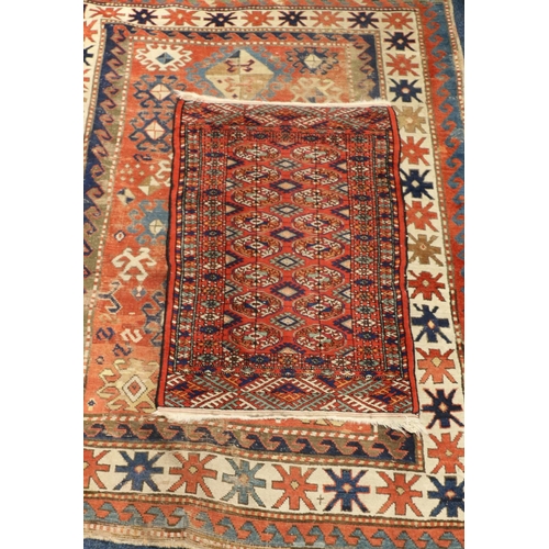 557 - Kazak designed rug with three medallions to field within multiple borders, 178 x 133cm, and a smalle... 