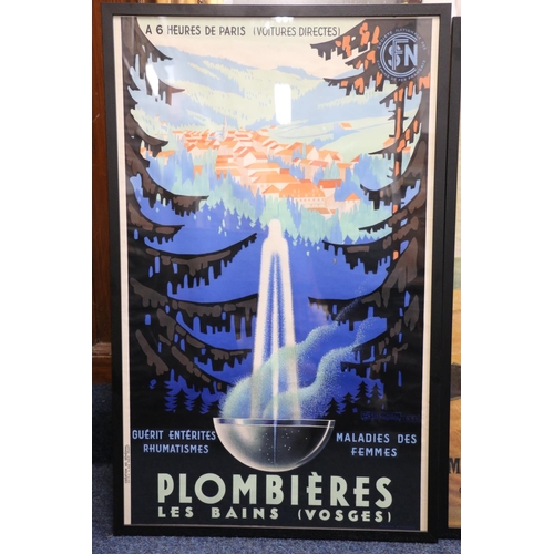 329 - Vintage French poster 'Plombiers Les Bains Vosges', Societe Nationale Des Chemins De Fer Francais, S... 