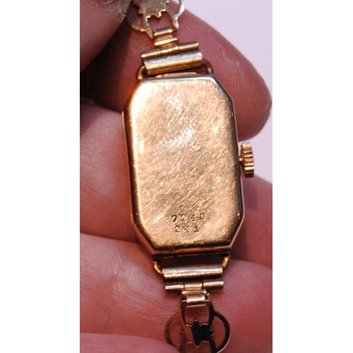 71 - Lady's 9ct gold bracelet watch, a gold necklet, 9.2g, and a rolled gold watch without movement. ... 