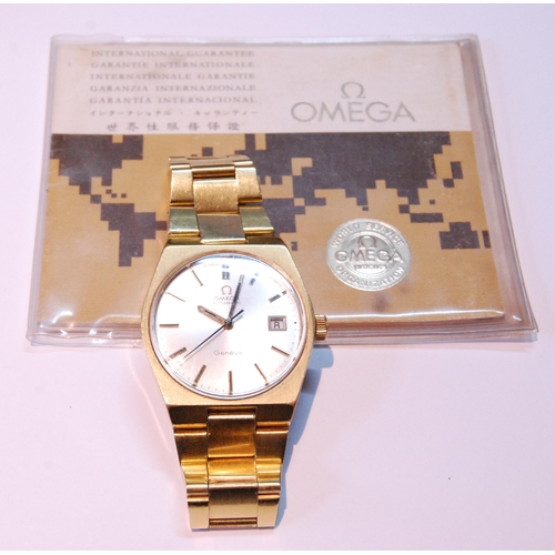 133 - Gent's Omega Automatic bracelet watch, date, with guarantee, 1974.