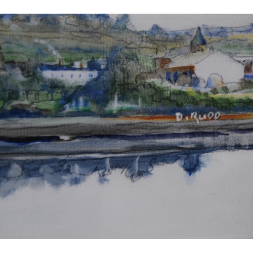 243 - Donald Rudd (Scottish, 1931 - 1993)KirkcudbrightSigned, acrylic, 49cm x 74cm.  ARR... 