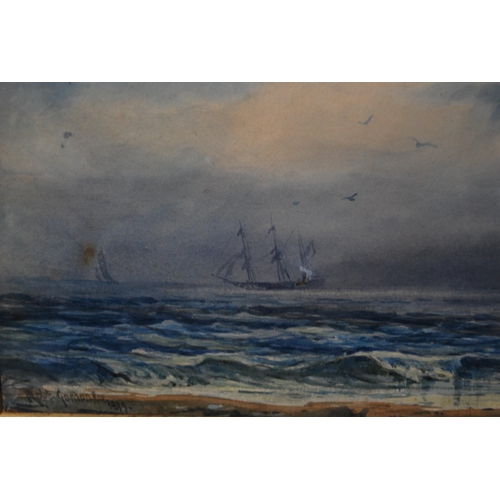 282 - Robert Gordon Roe (British, 19th Century)Maritime scene from the beachSigned and dated 1879, waterco... 