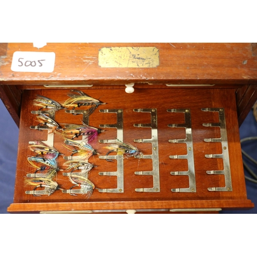 393 - Hardy's of Alnwick mahogany fly cabinet, fitted with ten drawers containing fishing flies, circa 193... 