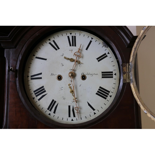 555 - Dawson of Haddington longcase grandfather clock, the white enamel dial with Roman numeral chapter ri... 