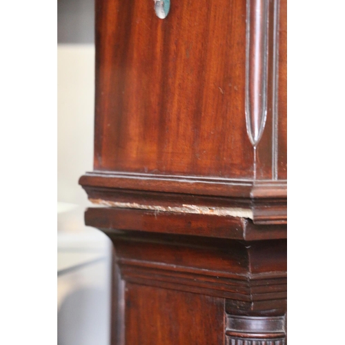 555 - Dawson of Haddington longcase grandfather clock, the white enamel dial with Roman numeral chapter ri... 