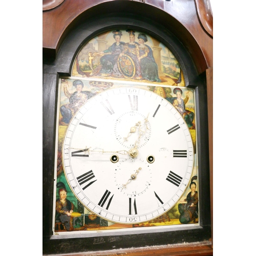 555A - 19th century Charles Sheddon of Perth longcase grandfather clock, the painted  dial with Roman numer... 