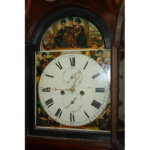 555A - 19th century Charles Sheddon of Perth longcase grandfather clock, the painted  dial with Roman numer... 