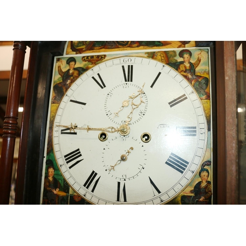 555A - 19th century Charles Sheddon of Perth longcase grandfather clock, the painted  dial with Roman numer... 