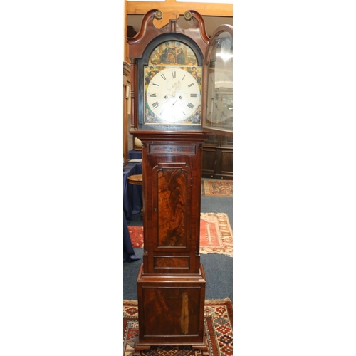 555A - 19th century Charles Sheddon of Perth longcase grandfather clock, the painted  dial with Roman numer... 