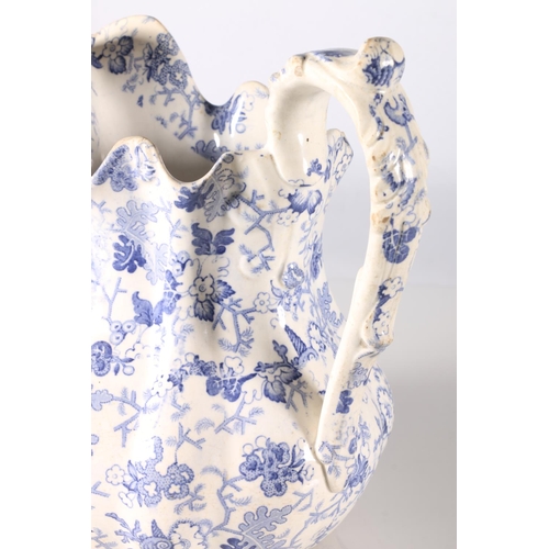 60A - Victorian Staffordshire wash jug transfer printed with seaweed and shell  design, 22cm.