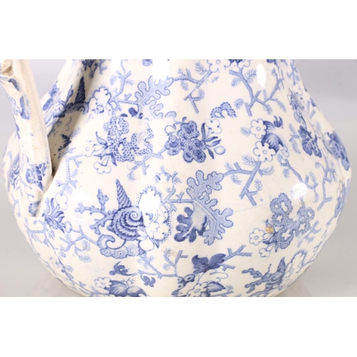 60A - Victorian Staffordshire wash jug transfer printed with seaweed and shell  design, 22cm.