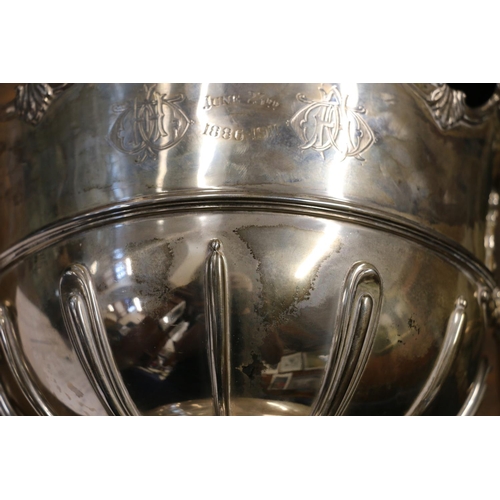 81 - Edwardian silver rose bowl, having a Monteith style shaped edge with moulded decoration, on socle ba... 