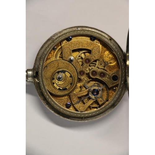 91 - Late 19th century Chinese open face pocket watch, the case back opening to reveal a finely jewelled ... 