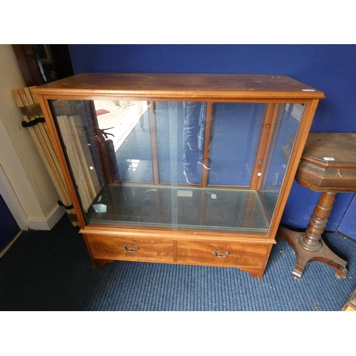 567 - Glass vintage shop display cabinet with two drawers.Width 100cmDepth 42cmHeight 100cm... 