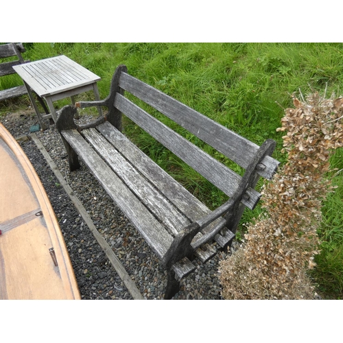 584 - Vintage garden table and two bench seats.