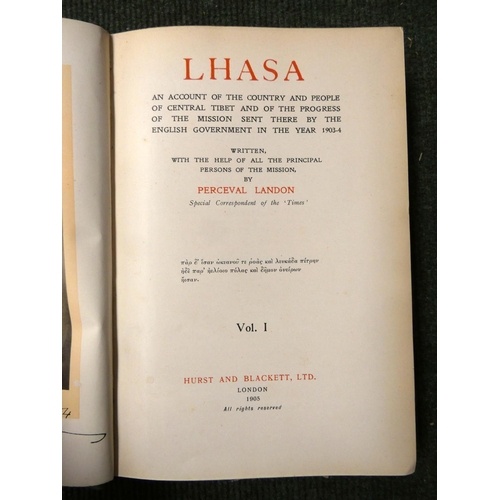 51 - LANDON PERCEVAL.  Lhasa, An Account of the Country & People of Central Tibet. 2 vols. ... 