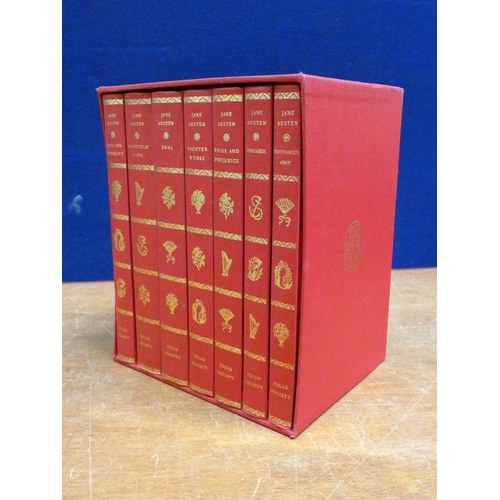 83 - FOLIO SOCIETY.  Jane Austen. 7 vols., red cloth, in slip case.