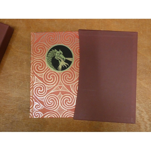 93 - FOLIO SOCIETY.  J. R. R. Tolkien. 3 vols. in slip case; also 2 Hobbits in slip cases. ... 